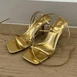 Gold Strappy Heels